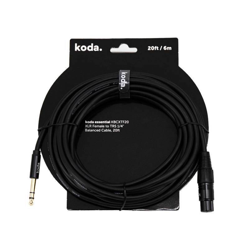 koda-essential-kbcxtf20-xlr-female-to-trs-1-4-inch-balanced-cable-20ft koda essential KBCXTF20 XLR Female to TRS 1/4 inch Balanced Cable, 20ft