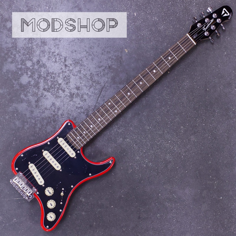 mod-shop-travelcaster-deluxe-fiesta-red-black-pickguard MOD SHOP-Travelcaster Deluxe (Fiesta Red/ Black Pickguard)