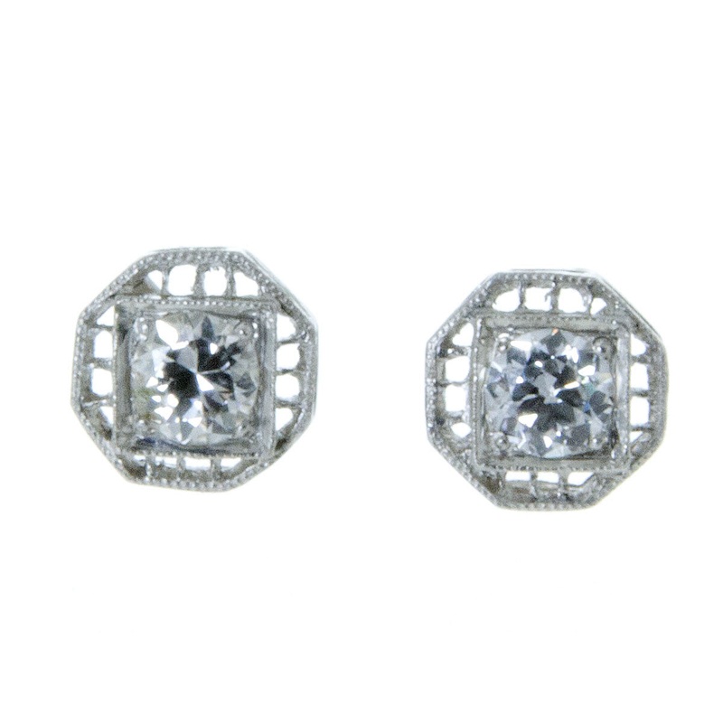 vintage-filigree-diamond-stud-earrings Vintage Filigree Diamond Stud Earrings