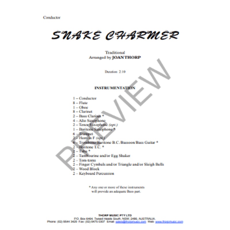 snake-charmer-arr-joan-thorp-concert-band-chart-grade-1 Snake Charmer, Arr. Joan Thorp Concert Band Chart Grade 1
