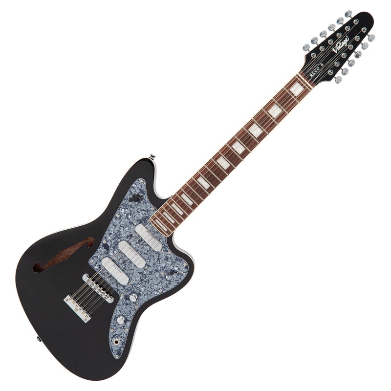vintage-revo-series-surfmaster-thinline-12-string-electric-guitar-boulevard-black Vintage REVO Series 'Surfmaster Thinline' 12-String Electric Guitar ~ Boulevard Black