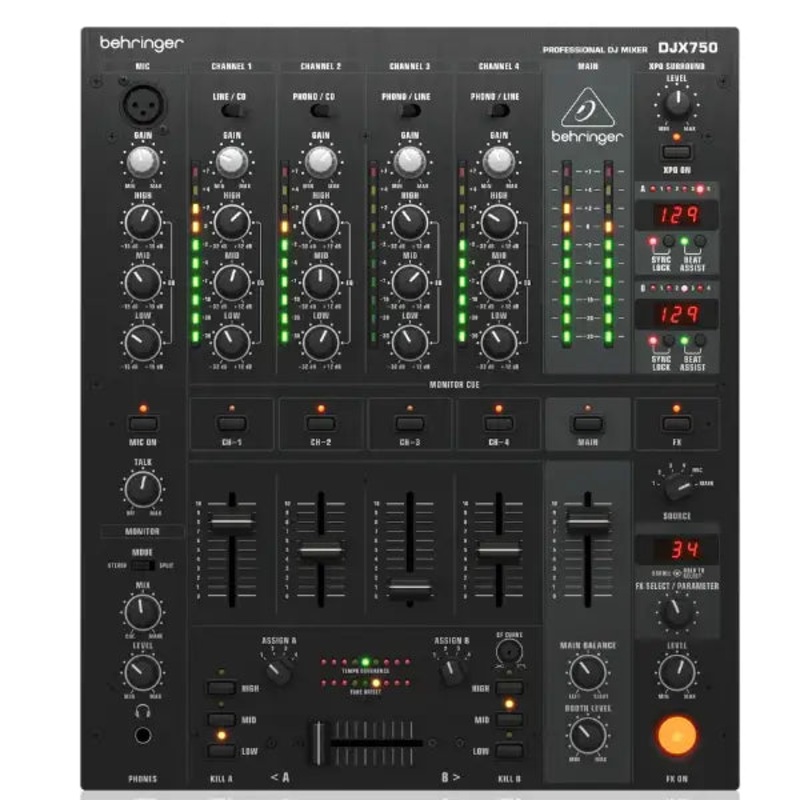 behringer-djx750-5-channel-dj-mixer-with-bpm Behringer DJX750 5-Channel DJ Mixer with BPM