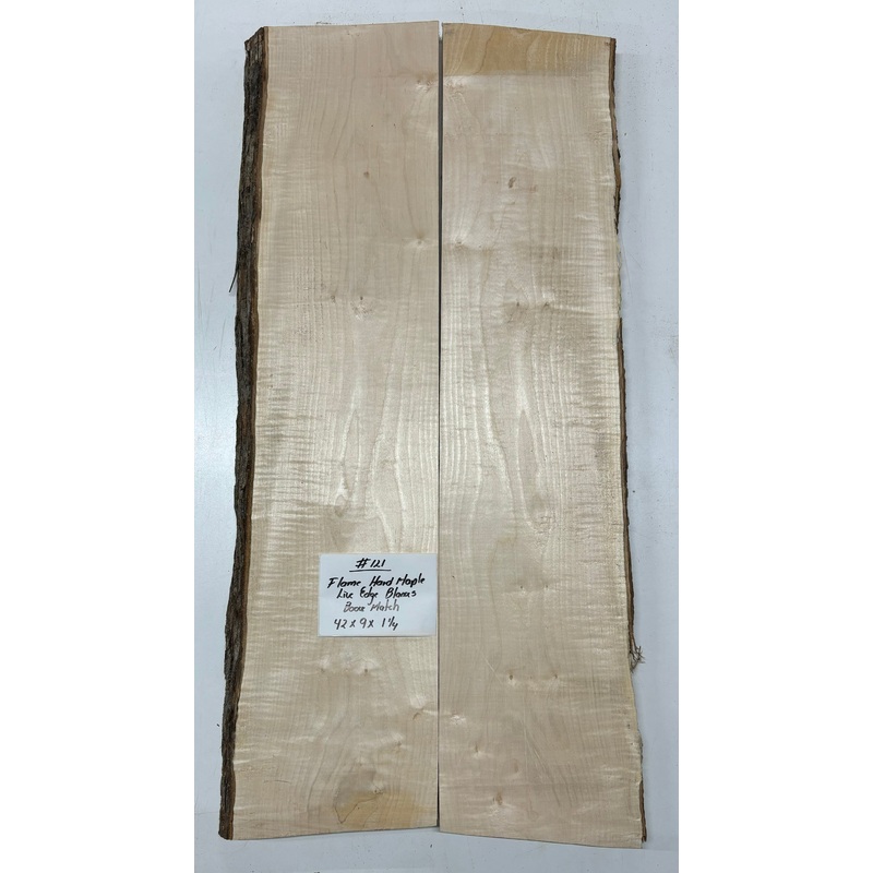 flame-hard-maple-lumber-live-edge-slab-bookmatched-42-x-9-x-1-1-4-121 Flame Hard Maple Lumber Live Edge Slab (bookmatched) - 42"x 9"x 1-1/4" #121