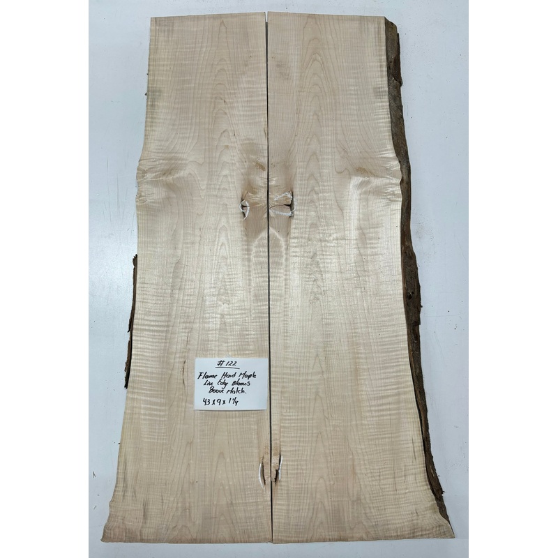 flame-hard-maple-lumber-live-edge-slab-bookmatched-43-x-9-x-1-1-4-122 Flame Hard Maple Lumber Live Edge Slab (bookmatched) - 43"x 9"x 1-1/4" #122