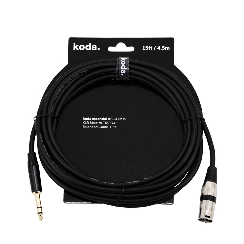 koda-essential-kbcxtm15-xlr-male-to-trs-1-4-inch-balanced-cable-15ft koda essential KBCXTM15 XLR Male to TRS 1/4 inch Balanced Cable, 15ft