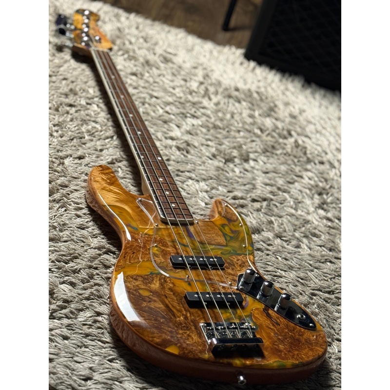 dhatarattha-custom-deb-4-string-bass-in-cosmic-burl-top-and-african-mahogany-back Dhatarattha Custom DEB 4 String Bass in Cosmic Burl Top and African Mahogany Back