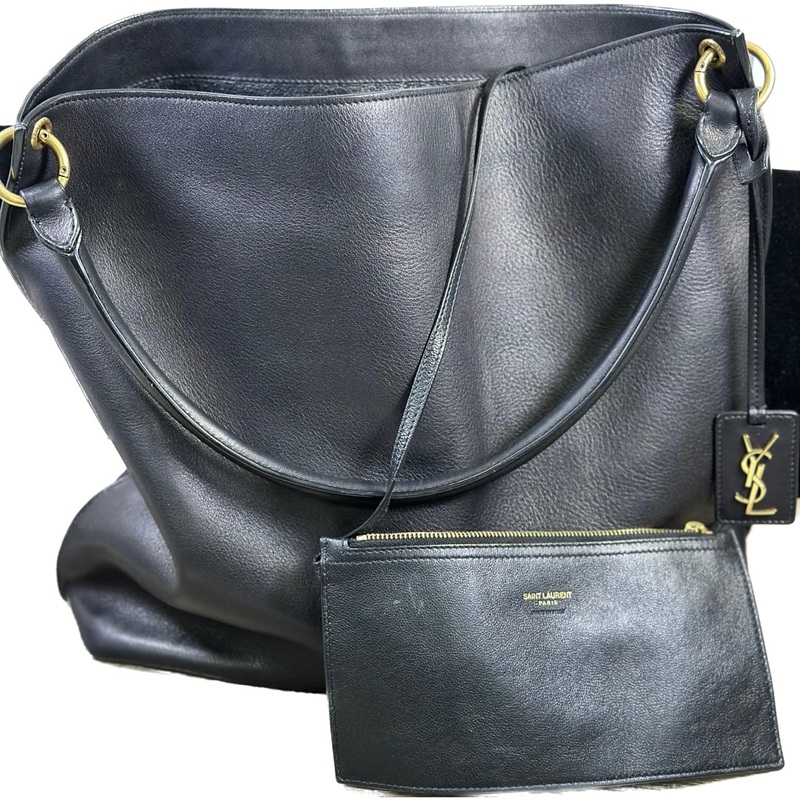 saint-laurent-tag-hobo-leather-medium-black Saint Laurent Tag Hobo Leather Medium Black