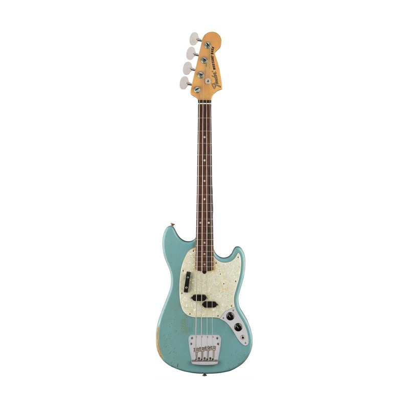 fender-justin-meldal-johnson-road-worn-mustang-bass-guitar-faded-daphne-blue Fender Justin Meldal-Johnson Road Worn Mustang Bass Guitar, Faded Daphne Blue
