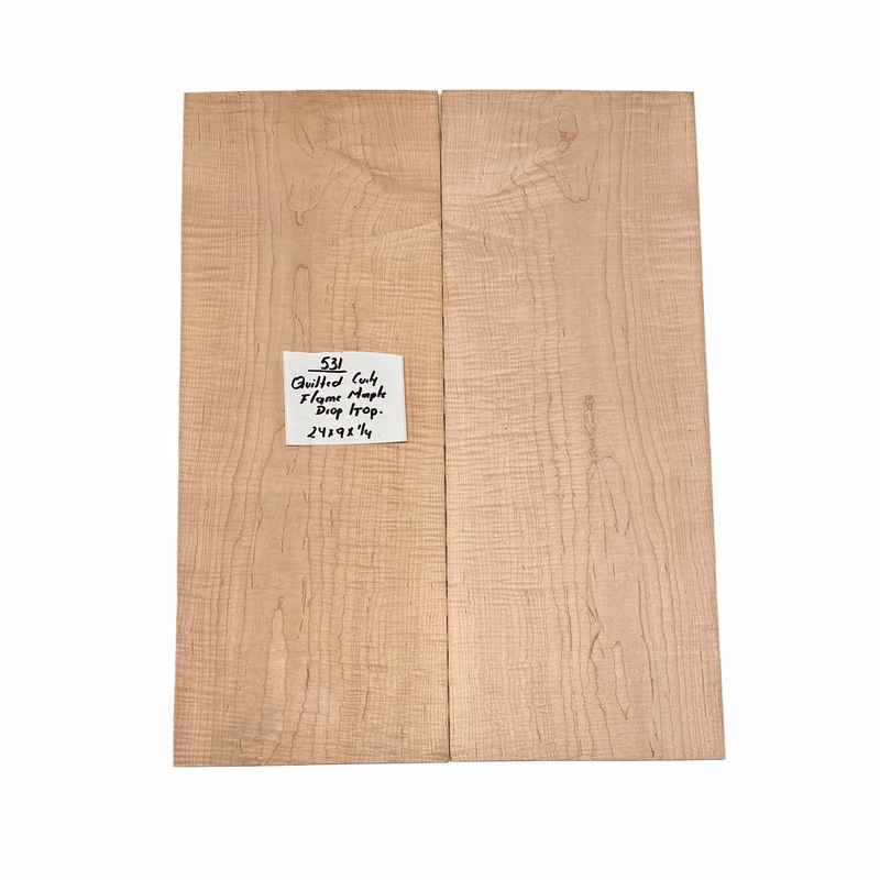 quilted-curly-flame-maple-drop-top-24-x-9-x-1-4-531 Quilted Curly Flame Maple Drop Top 24" x 9" x 1/4" #531