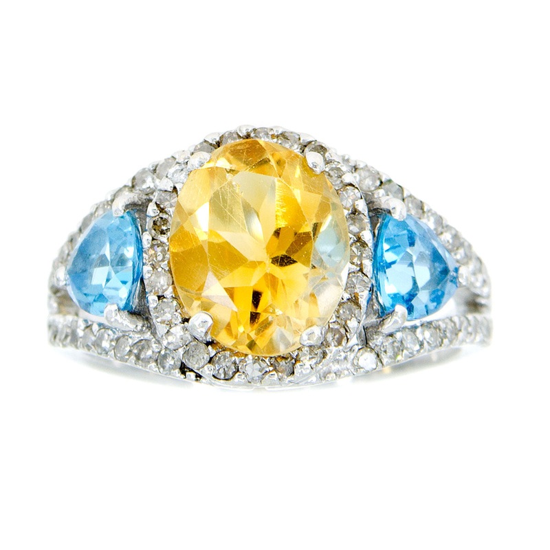 4-10ct-citrine-blue-topaz-diamond-ring 4.10ct Citrine Blue Topaz & Diamond Ring