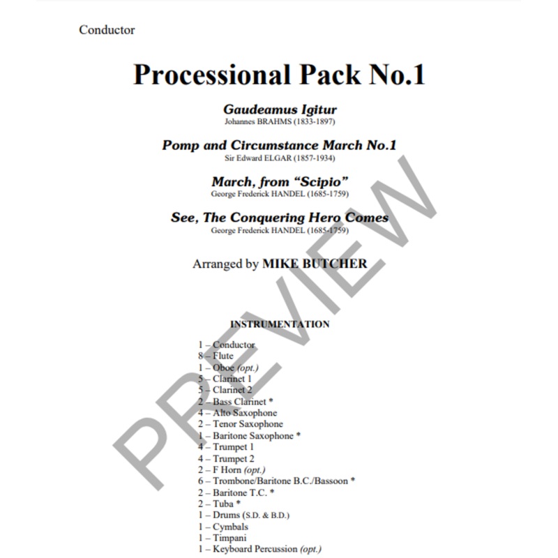 processional-pack-no-1-arr-mike-butcher-concert-band-grade-1-5 Processional Pack No.1, Arr. Mike Butcher Concert Band Grade 1.5