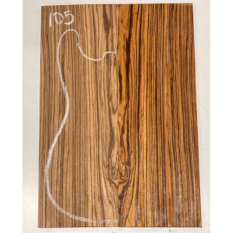 zebrawood-bookmatched-guitar-drop-tops-21-x-7-1-4-x-1-4-105 Zebrawood Bookmatched Guitar Drop Tops 21" x 7-1/4" x 1/4" #105