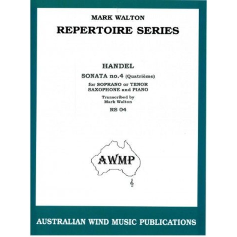 repertoire-series-handel-sonata-no-4-soprano-and-tenor-saxophone-bk-cd Repertoire Series - Handel Sonata No. 4 Soprano and Tenor Saxophone Bk/CD