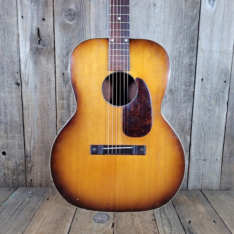 custom-kraft-6116-vintage-acoustic-guitar-kay-made-1950s-ladder-braced-usa-parlor-model Custom Kraft 6116 Vintage Acoustic Guitar Kay Made, 1950s Ladder Braced USA Parlor Model