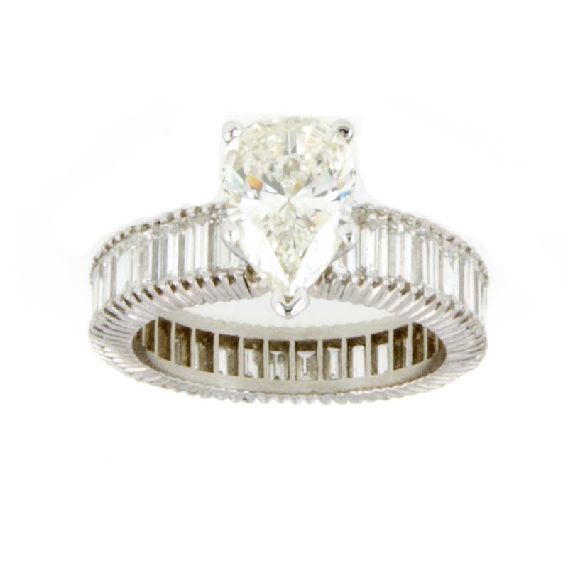 6-56ct-pear-baguette-diamond-engagement-ring 6.56ct Pear & Baguette Diamond Engagement Ring
