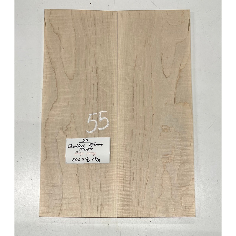 quilted-flame-maple-bookmatched-guitar-drop-top-set-20-x-7-1-8-x-3-8-55 Quilted Flame Maple Bookmatched Guitar Drop Top Set - 20" x 7-1/8" x 3/8" #55