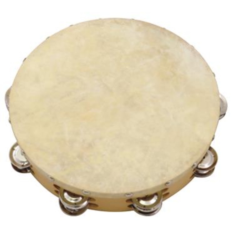 10-inch-tambourine-w-head-8-pairs-jingles 10 Inch Tambourine W/Head 8 Pairs Jingles