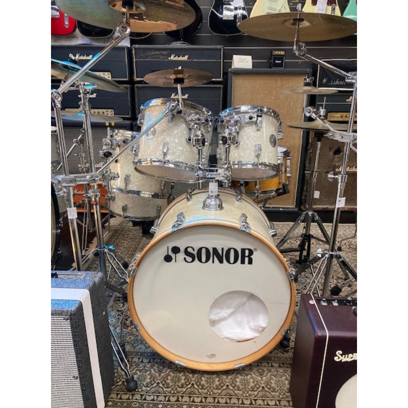 sonor-special-edition-6-piece-drum-kit-pearl-white-w-hardware-cymbals-stool-pre-owned Sonor Special Edition 6 Piece Drum Kit Pearl white W/hardware,Cymbals & Stool (Pre-Owned)