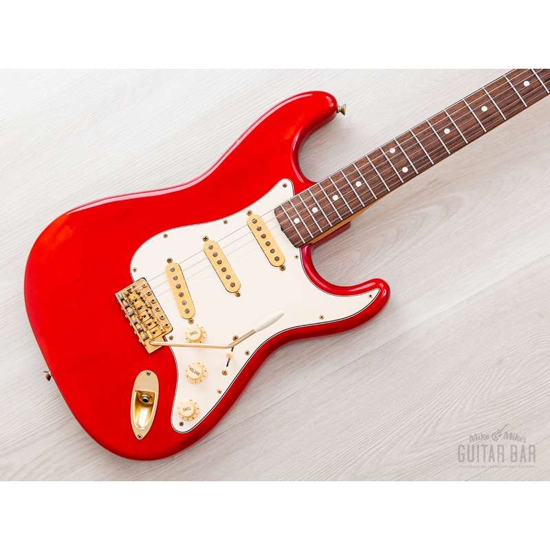 1992-fender-custom-edition-57-stratocaster-st57g-65-charcoal-red-w-gold-hardware-japan-mij-fujigen 1992 Fender Custom Edition '57 Stratocaster ST57G-65 Charcoal Red w/ Gold Hardware, Japan MIJ Fujigen
