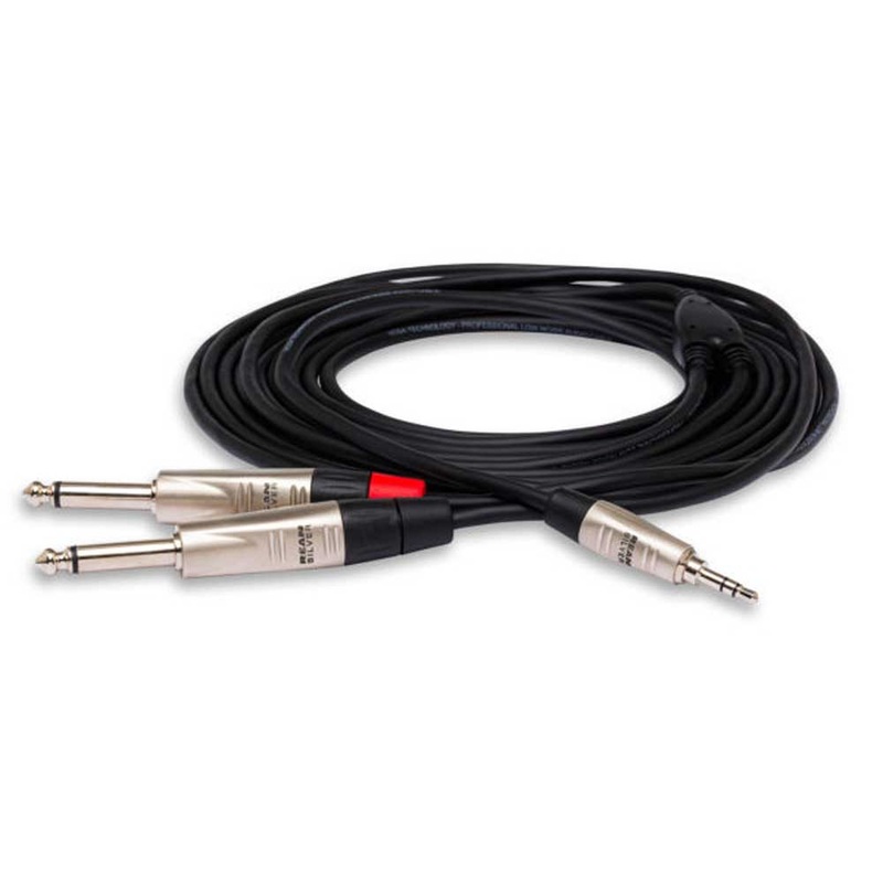 hosa-hmp-006y-6-ft-pro-stereo-breakout-cable-rean-3-5mm-trs-male-to-dual-1-4-in-ts-male Hosa - HMP-006Y - 6 ft Pro Stereo Breakout Cable - REAN 3.5mm TRS Male to Dual 1/4 in TS Male