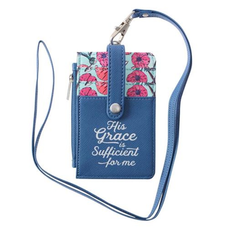 id-card-holder-his-grace-is-sufficient-2-corinthians-12v9-blue ID Card Holder -His Grace Is Sufficient 2 Corinthians 12V9 Blue