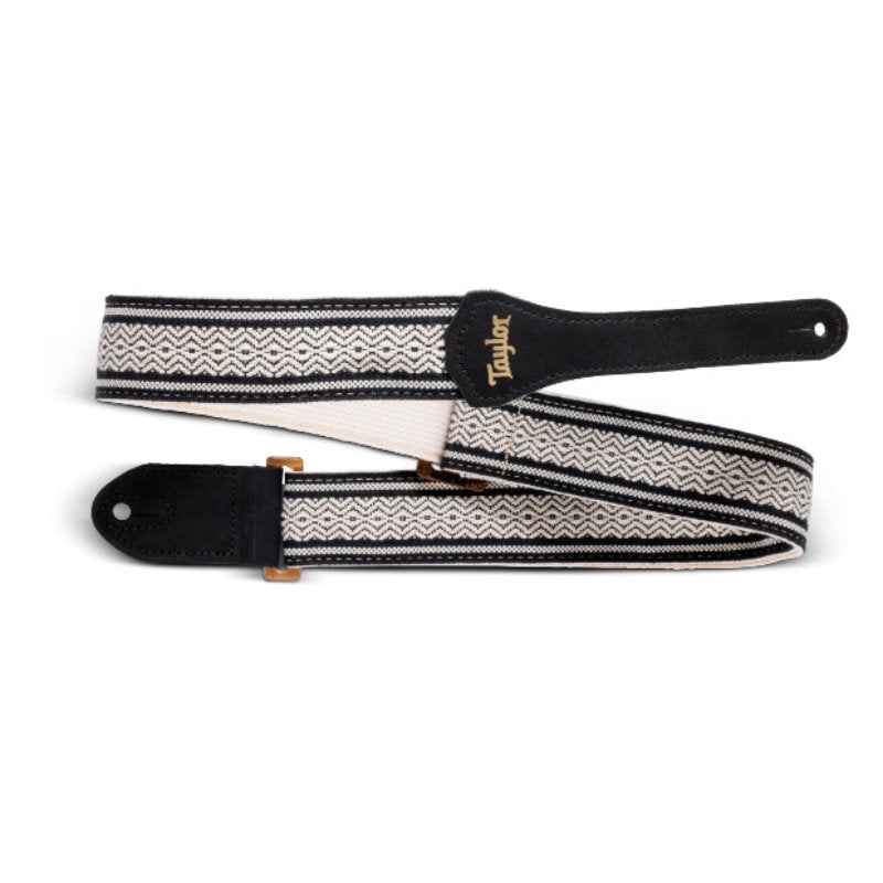 taylor-academy-strap-jacquard-leather-cotton-guitar-strap-2in-white-black-amber-buckle Taylor Academy Strap Jacquard Leather & Cotton Guitar Strap - 2in - White/Black/Amber Buckle