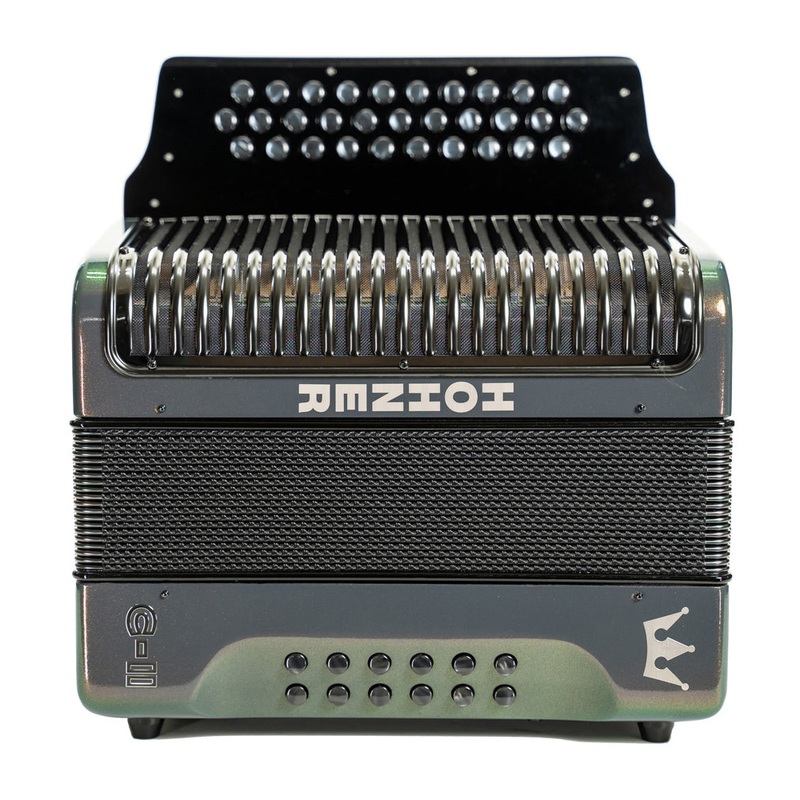 hohner-corona-c-ii-fbbeb-diatonic-accordion-green-to-gold Hohner Corona C-II FBbEb Diatonic Accordion - Green to Gold