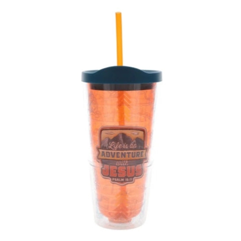plastic-travel-tumbler-with-lid-and-straw-life-is-an-adventure-with-jesus Plastic Travel Tumbler with Lid and Straw - Life Is an Adventure with Jesus