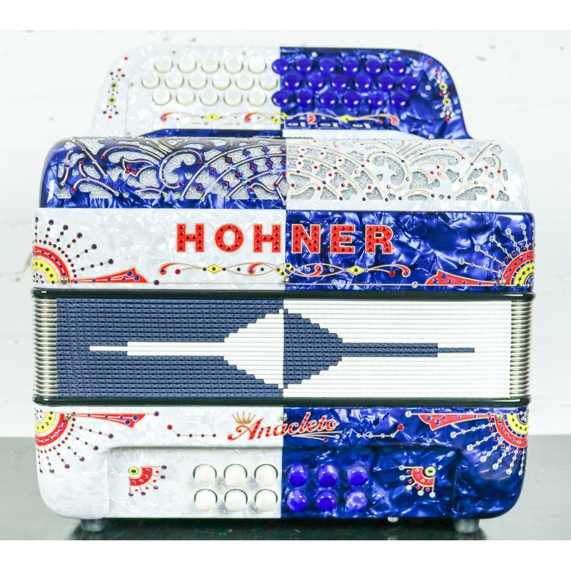 hohner-anacleto-rey-del-norte-tt-g-e-accordion-compact-blue-white Hohner Anacleto Rey Del Norte TT G/E Accordion Compact Blue & White