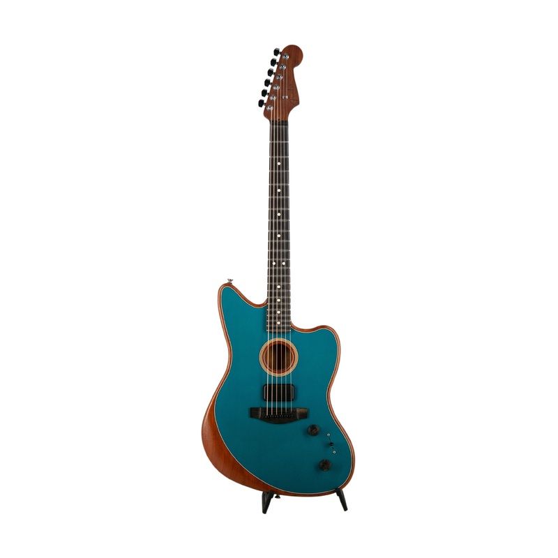 fender-american-acoustasonic-jazzmaster-acoustic-guitar-ebony-fb-ocean-turquoise-us211xxxx Fender American Acoustasonic Jazzmaster Acoustic Guitar, Ebony FB, Ocean Turquoise, US211XXXX