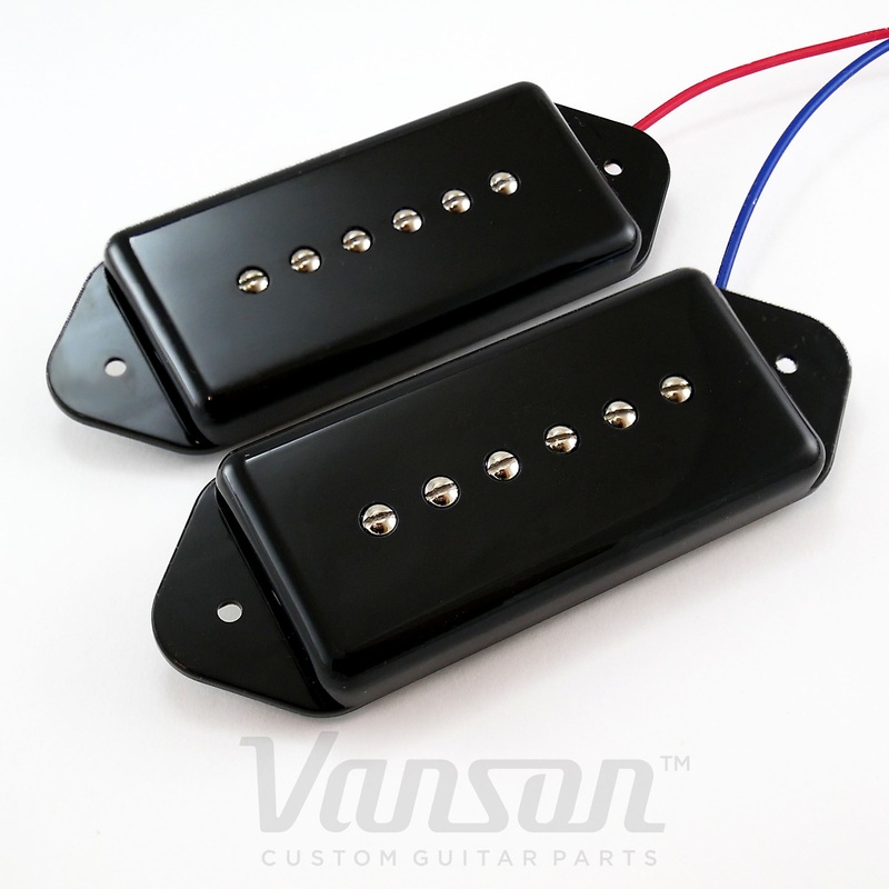 vanson-alnico-v-black-p90-dog-ear-de90-single-coil-pickup-set VANSON AlNiCo V Black P90 Dog Ear DE90 Single Coil Pickup Set