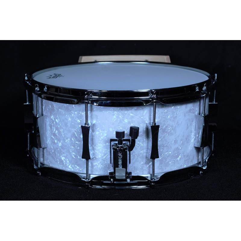 white-marine-pearl-click-mates-snare-drum-with-x-click White Marine Pearl Click-mates Snare Drum with X-Click