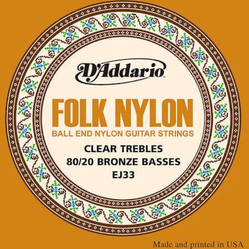 d-addario-ej33-folk-ball-end-80-20-bronze-clear-nylon-strings D'Addario EJ33 Folk Ball End 80/20 Bronze/Clear Nylon Strings