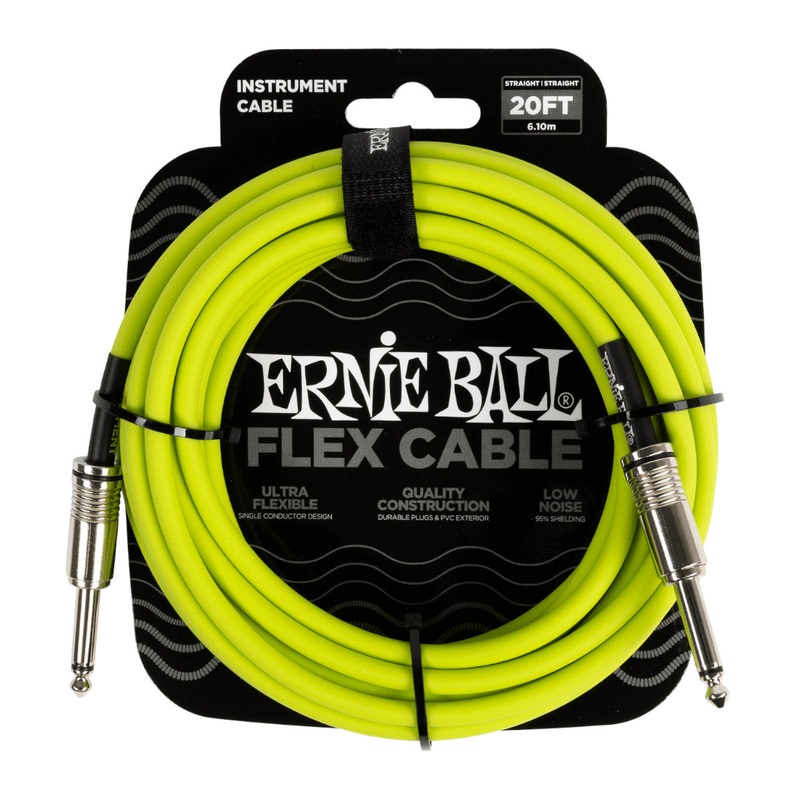 ernie-ball-flex-instrument-cable-straight-straight-green-20-ft Ernie Ball Flex Instrument Cable Straight/Straight - Green - 20 ft.