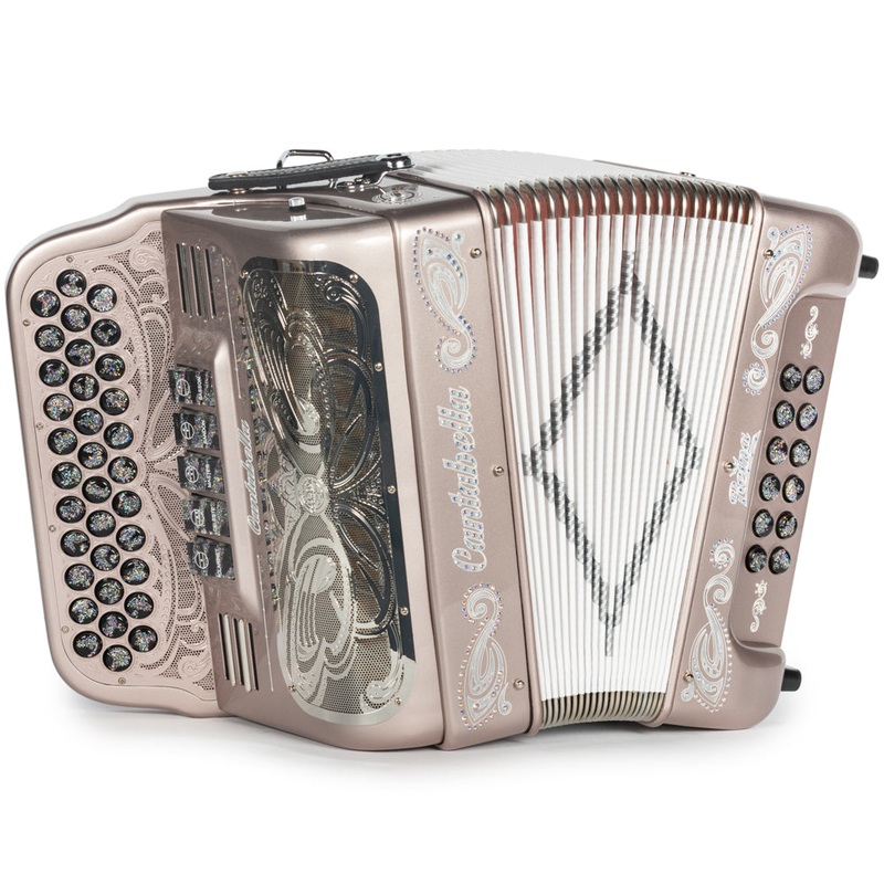 cantabella-reina-accordion-5-switch-gcf-rose-gold-with-painted-fretboard Cantabella Reina Accordion 5 Switch GCF Rose Gold with Painted Fretboard