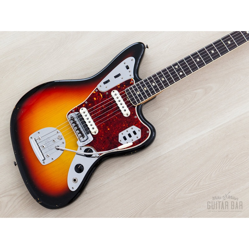 1966-fender-jaguar-vintage-offset-guitar-sunburst-w-big-neck-case 1966 Fender Jaguar Vintage Offset Guitar Sunburst w/ Big Neck, Case