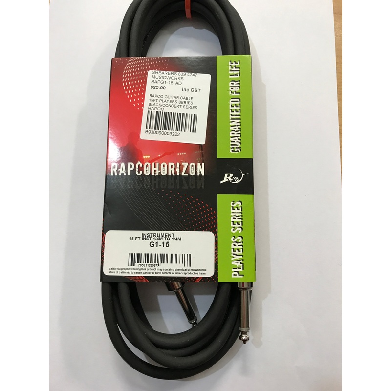 rapco-guitar-cable-15ft-players-series-black Rapco Guitar Cable 15Ft Players Series Black