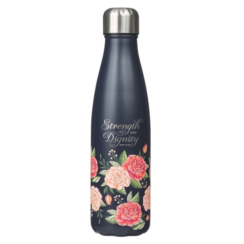 stainless-steel-water-bottle-strength-dignity-navy-flora-prov-31vs25 Stainless Steel Water Bottle -Strength & Dignity Navy Flora Prov. 31vs25