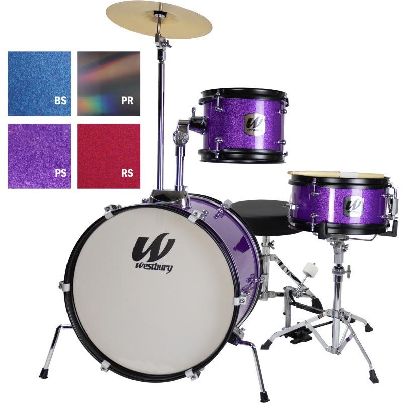 westbury-wst-jr3-pr-3-piece-junior-drumset-with-drum-throne-hardware-cymbal-prismatic Westbury WST-JR3-PR 3-Piece Junior Drumset with Drum Throne, Hardware & Cymbal-Prismatic