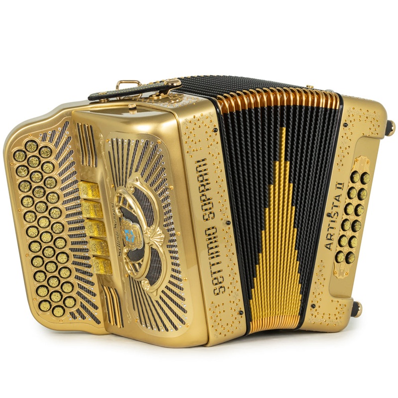 settimio-soprani-artista-ii-5-switch-accordion-fbe-gold-with-black Settimio Soprani Artista II 5 Switch Accordion FBE Gold with Black