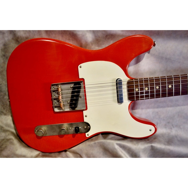 jimmy-wallace-aged-fiesta-red-slab-with-matching-headstock Jimmy Wallace Aged Fiesta Red "Slab" with Matching Headstock