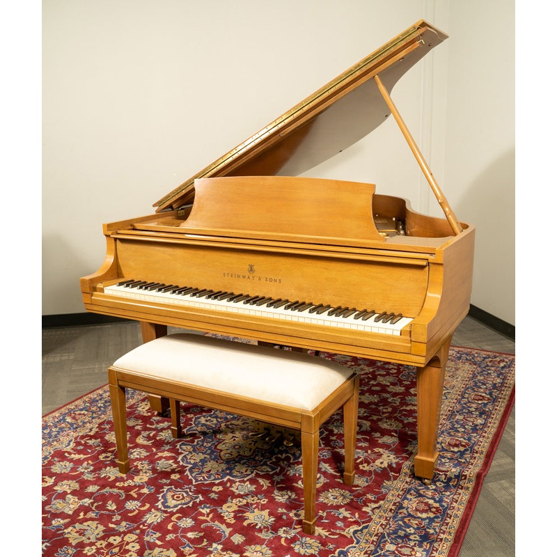 steinway-sons-5-7-model-m-grand-piano-satin-oak-sn-395111-used Steinway & Sons 5'7" Model M Grand Piano | Satin Oak | SN: 395111 | Used