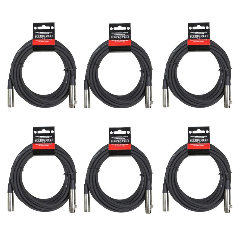 strukture-pro20m7-6pk-microphone-xlr-cable-6-pack-10-ft Strukture PRO20M7-6PK Microphone XLR Cable, 6 Pack - 10 ft.