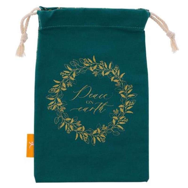 small-drawstring-bag-peace-on-earth-teal Small Drawstring Bag -Peace On Earth Teal