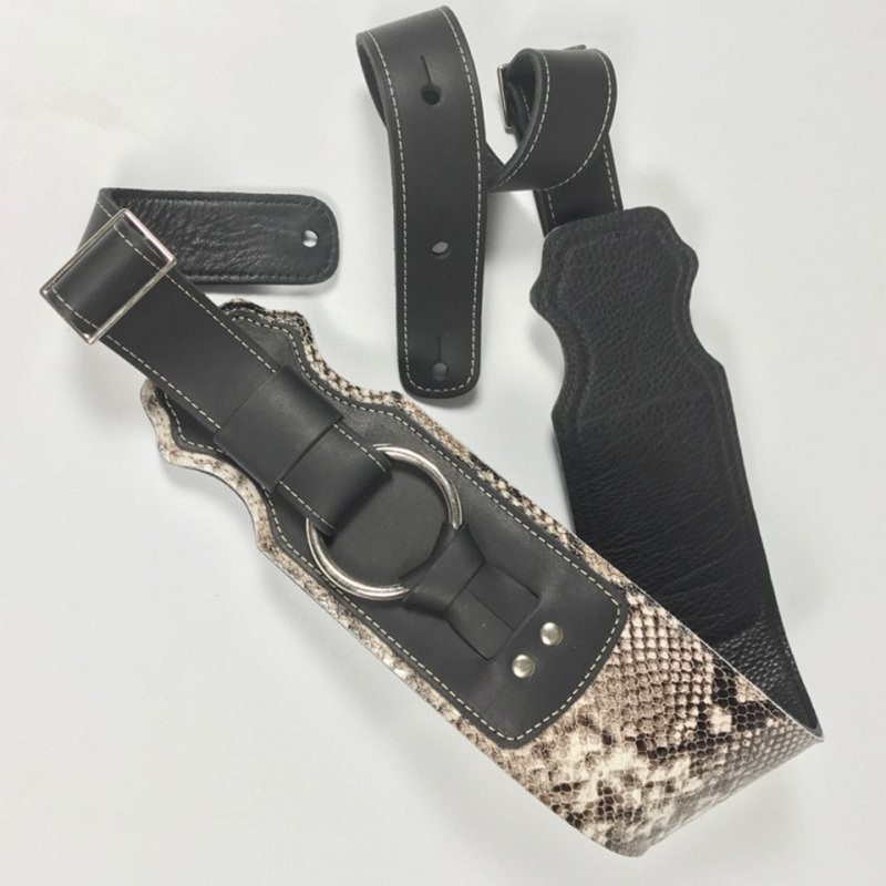 franklin-3-5-snake-skin-black-glove-leather-ring-bass-guitar-strap Franklin 3.5" Snake Skin/Black Glove Leather Ring Bass Guitar Strap