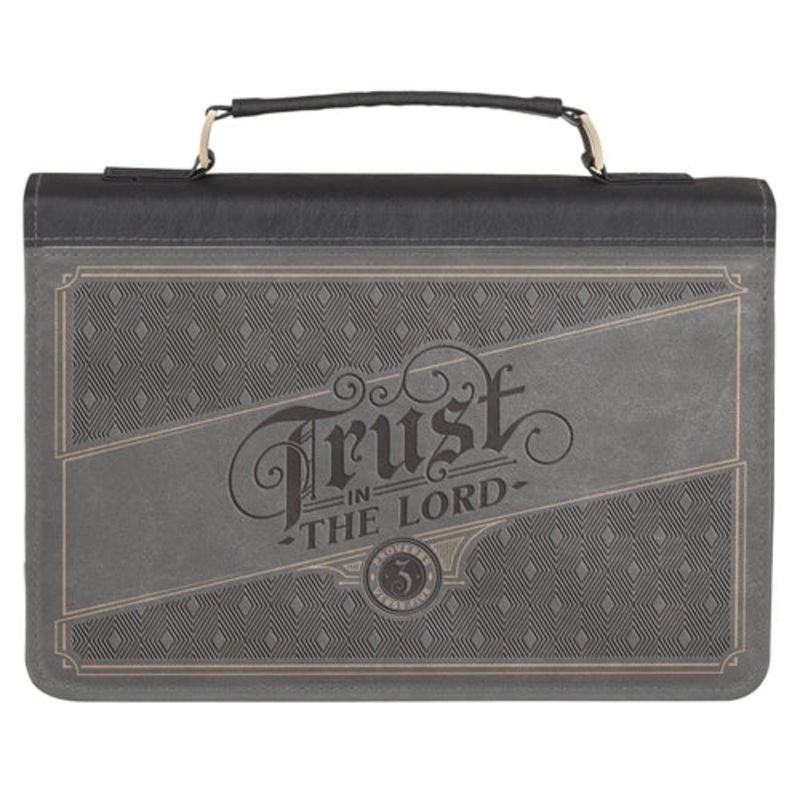 faux-leather-bible-bag-trust-in-the-lord-grey-and-black-large Faux Leather Bible Bag - Trust in the Lord Grey and Black (Large)