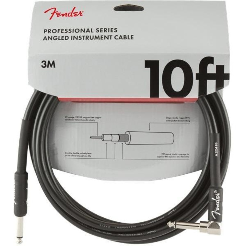 fender-professional-series-instrument-cable-1-4-right-angle-male-1-4-male-10ft-black Fender Professional Series Instrument Cable 1/4" Right-Angle Male-1/4" Male 10ft-Black