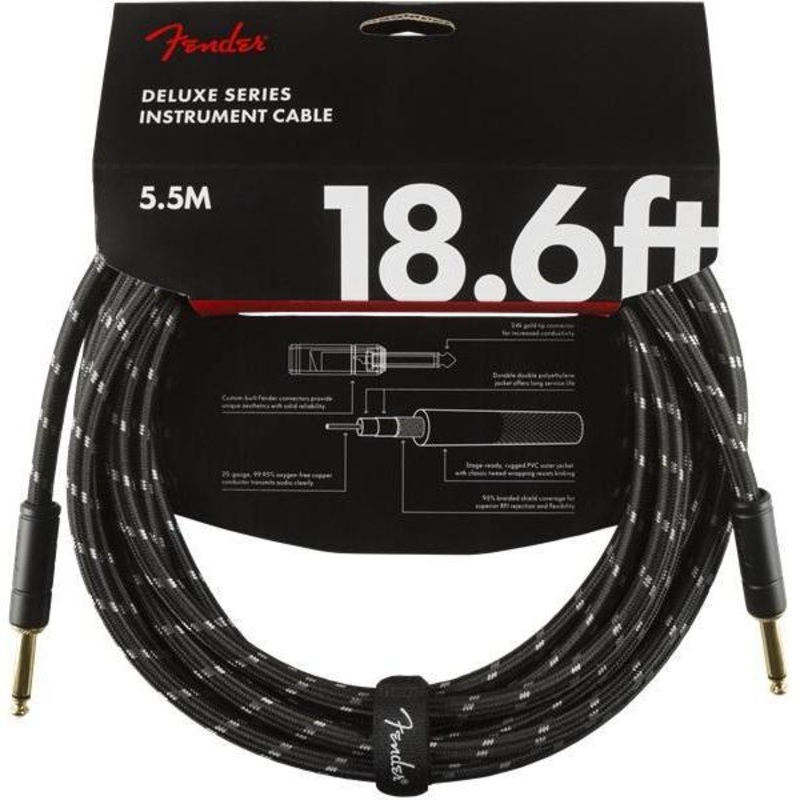fender-deluxe-series-instrument-cable-1-4-male-1-4-male-18-6ft-black-tweed Fender Deluxe Series Instrument Cable 1/4" Male-1/4" Male 18.6ft-Black Tweed