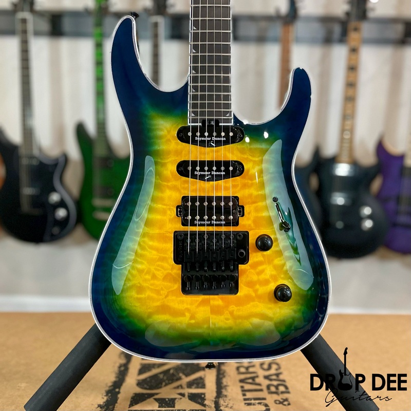 jackson-pro-plus-series-soloist-sla3q-electric-guitar-w-bag-amber-blue-burst Jackson Pro Plus Series Soloist SLA3Q Electric Guitar w/ Bag Amber Blue Burst