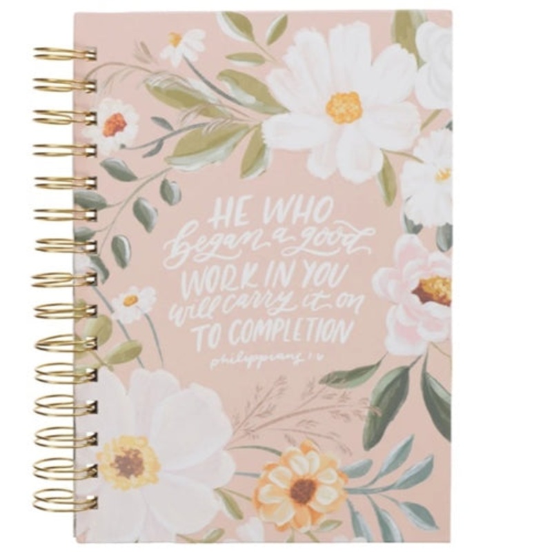 wirebound-journal-he-who-began-a-good-work-in-you-will-in-you-beige-floral-large-hardcover Wirebound Journal -He Who Began a Good Work in You Will in You Beige Floral Large Hardcover